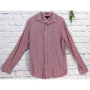 SLIM FIT LINEN!🚨J Crew Long Sleeve Shirt L Mens Irish Linen Button Dusty Pink